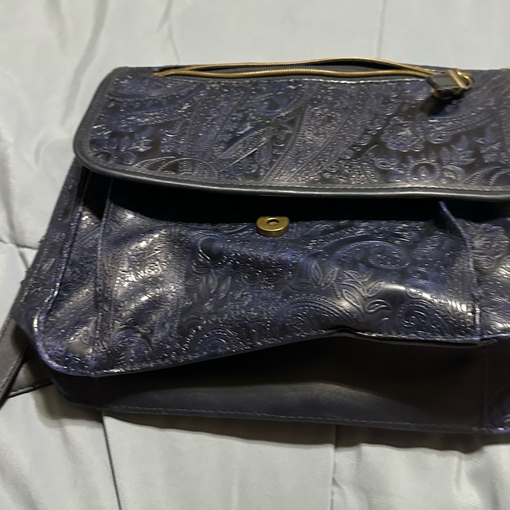 Relic Blue Shoulder Bag with Gold Hardware